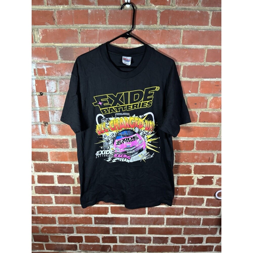 Vintage 90s Jeff Burton Shirt Exide Batteries Racing Nascar All Charged Adult L